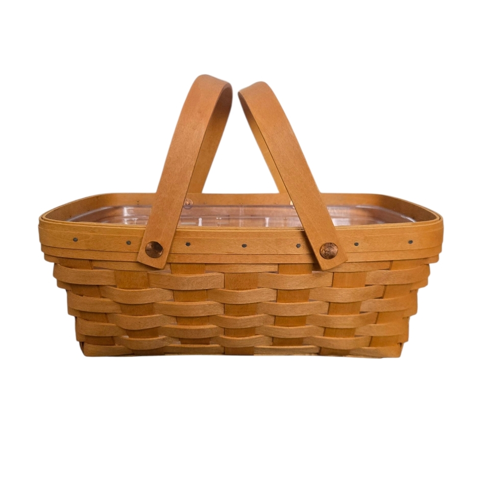 Longaberger 2002 Medium Chore Basket W/ 3 Way Protector & Liner